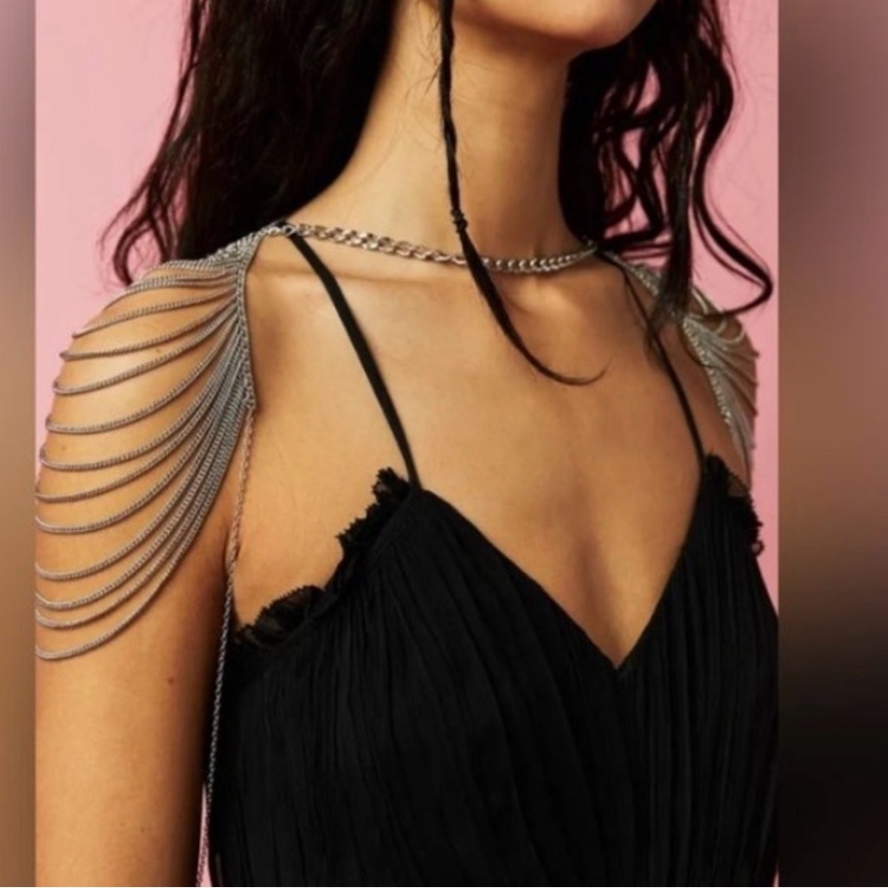 Gold free people chain necklace